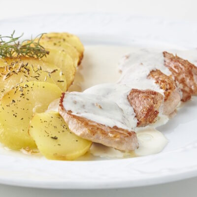 Solomillo de cerdo a baja temperatura con queso